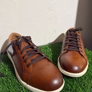 Brown Leather Men's Sneakers Work non slip shoes size 8.5